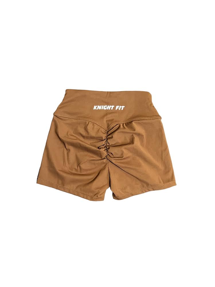 Scrunched biker shorts - Brown